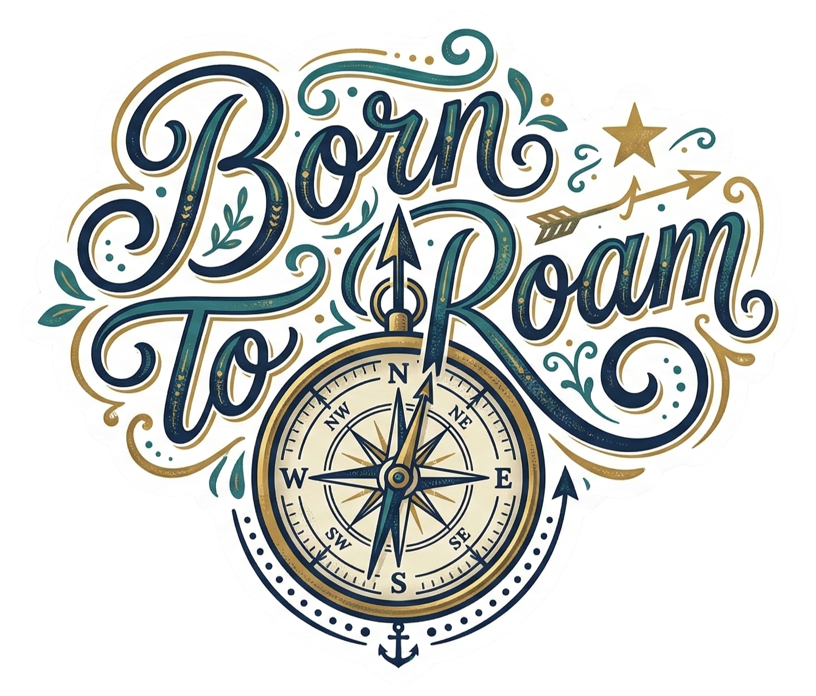 Born to Roam Compass Travel Sticker