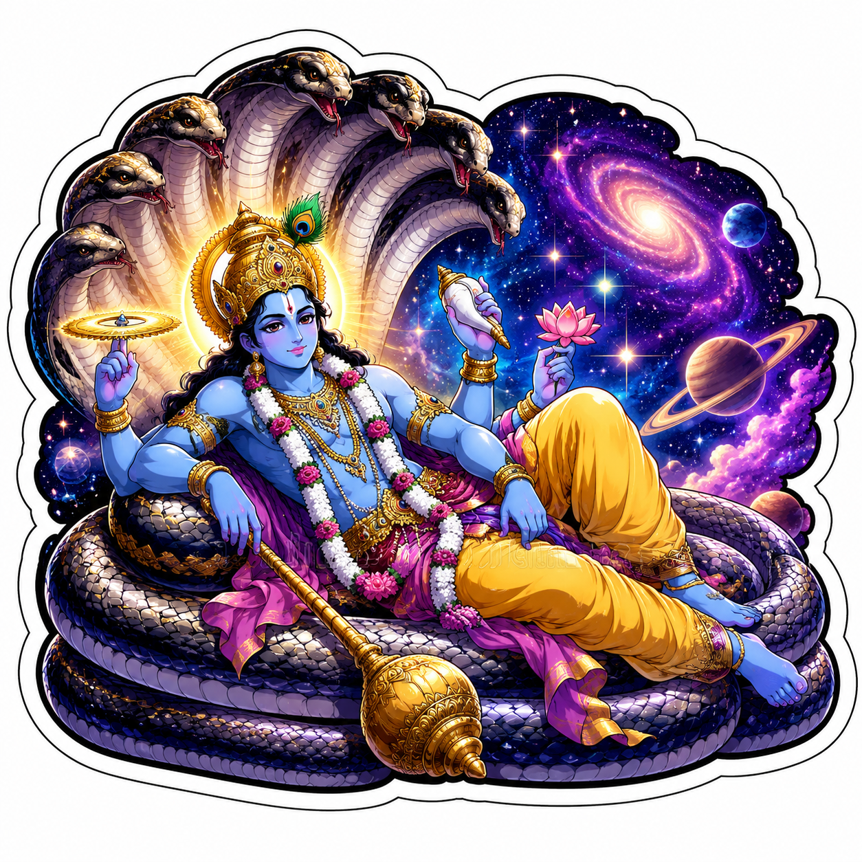 Lord Vishnu on Sheshnag Cosmic Protector Sticker