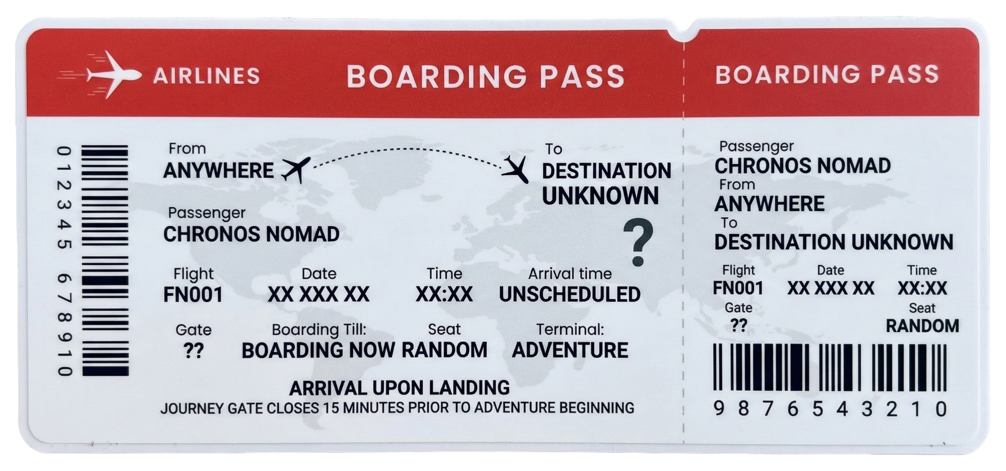 Adventure Boarding Pass Travel Sticker – Destination Unknown Vinyl Decal