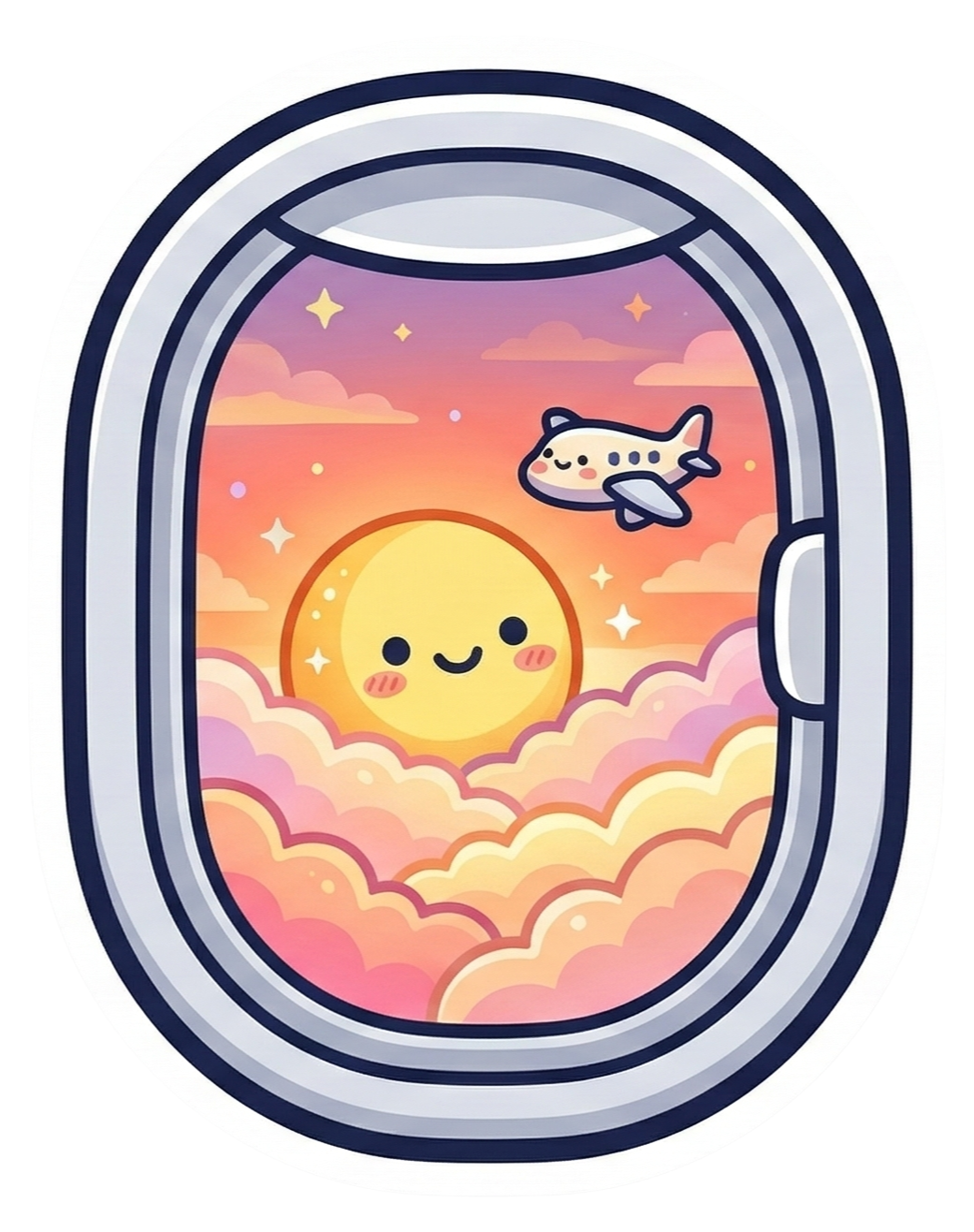 Kawaii Window Seat Sunset Sticker