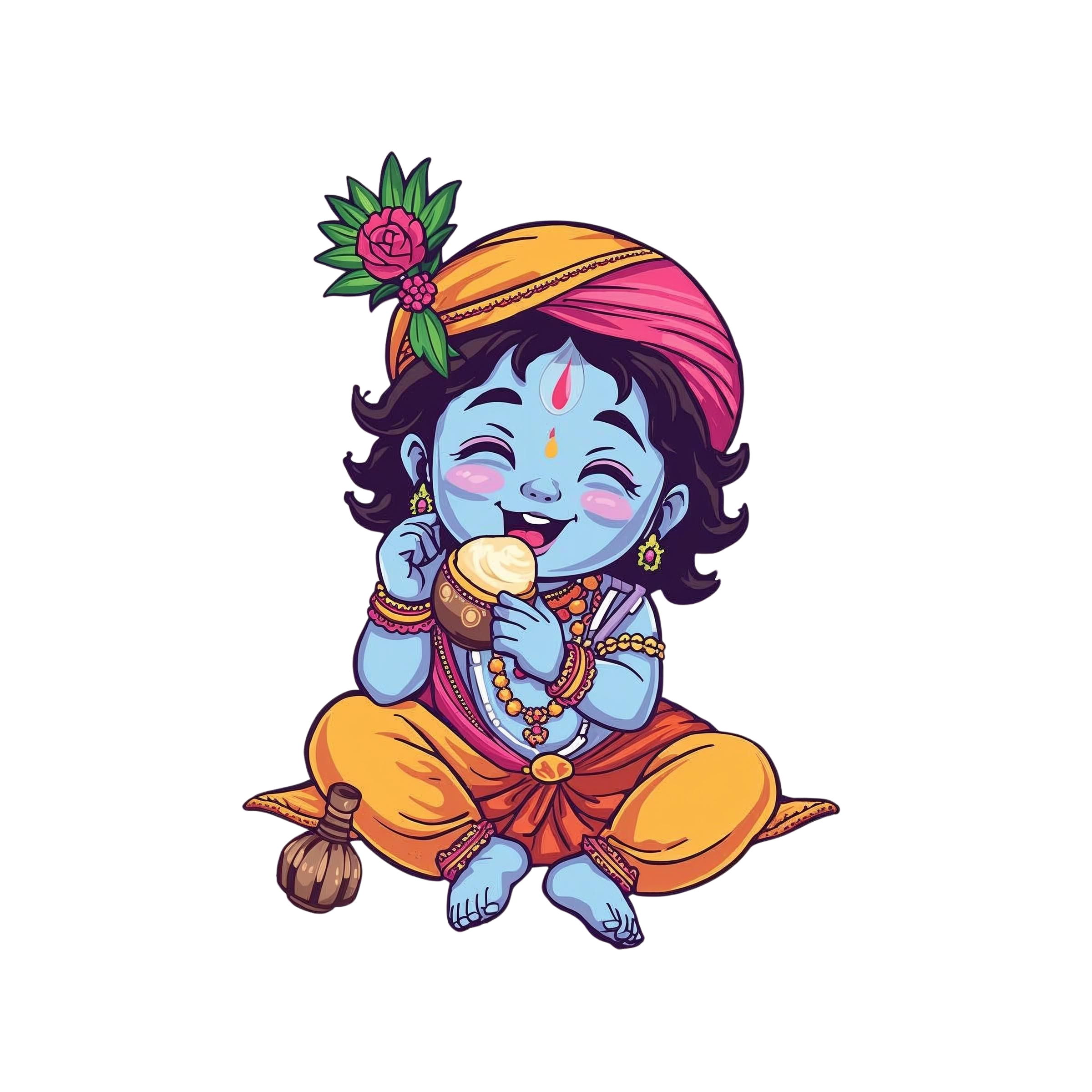 Little Krishna Enjoying Makkhan Sticker